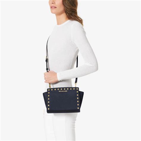 michael kors medium messenger navy|Michael Kors Selma Saffiano Leather Medium Messenger Bag.